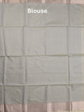 Maheshwari fancy saree grey color allover plain and temple border with stripes pallu and attached blouse
