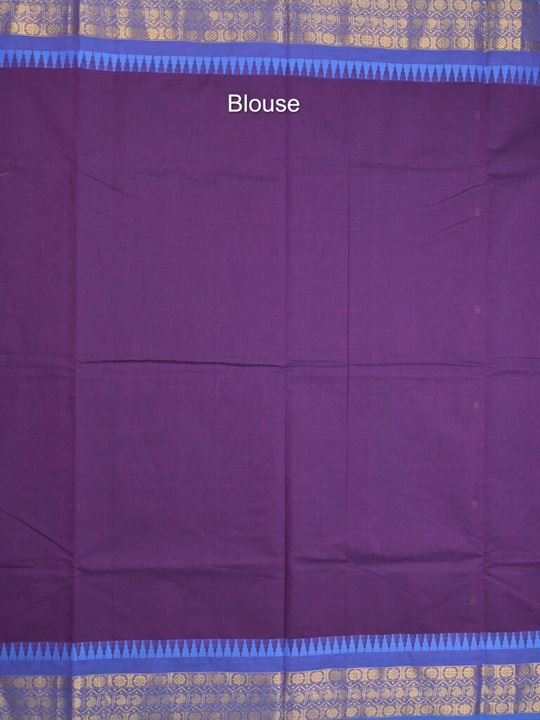 Kanchi cotton saree allover motifs with zari border and attached self blouse