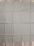 Maheshwari fancy saree grey color allover plain and temple border with stripes pallu and attached blouse