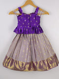 Traditional kanchi pattu silk lehenga set for kids 1-2 years