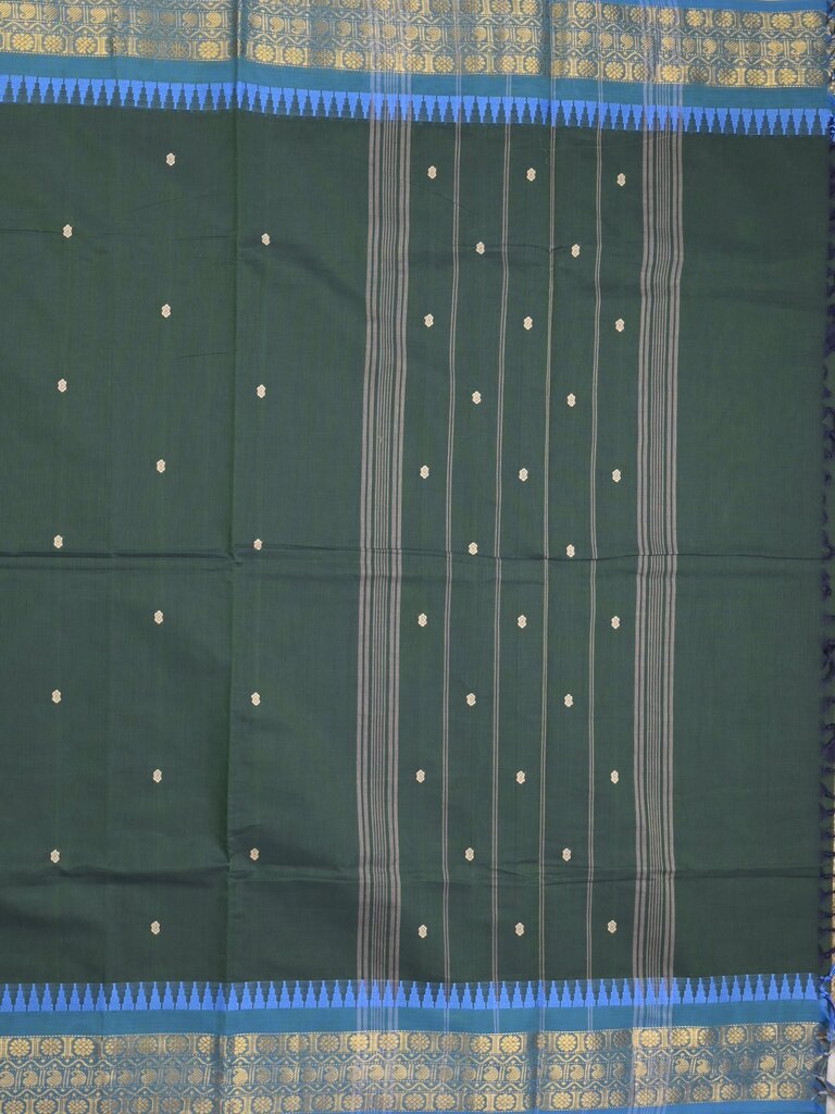 Kanchi cotton saree allover motifs with zari border and attached self blouse