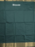 Maheshwari fancy saree peacock green color allover plain and temple border with stripes pallu and attached blouse