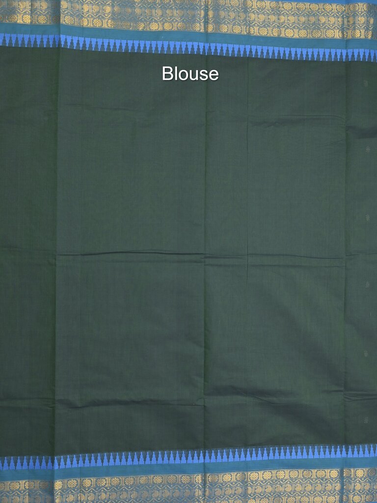 Kanchi cotton saree allover motifs with zari border and attached self blouse