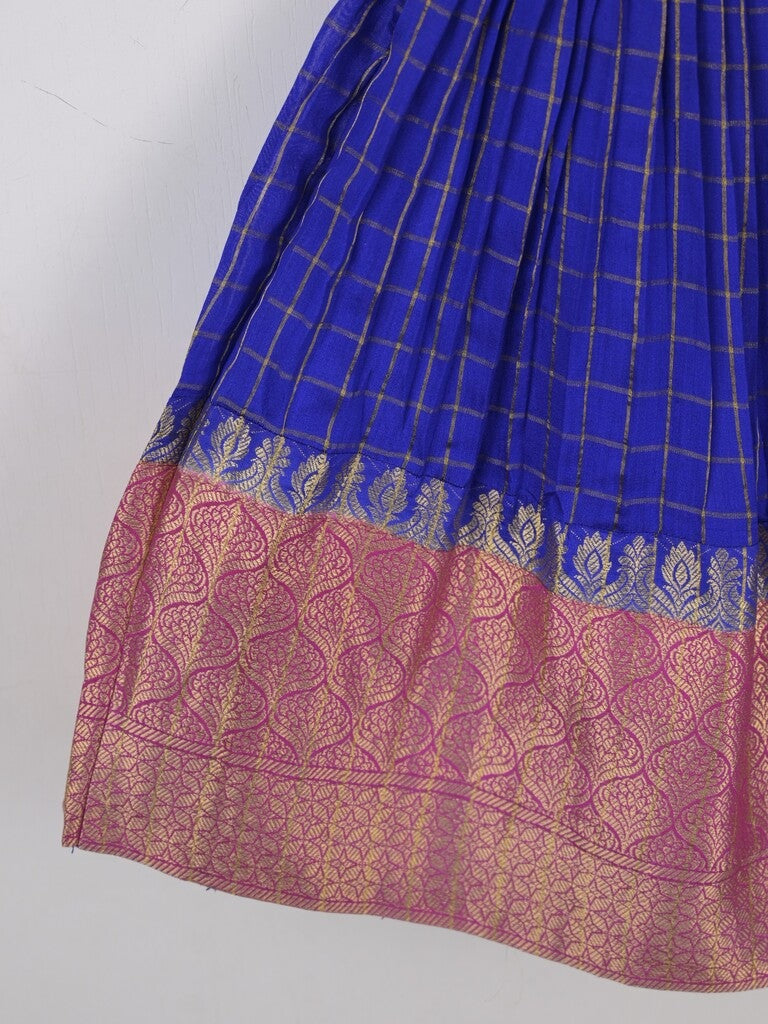 Traditional kanchi pattu silk lehenga set for kids 1-2 years