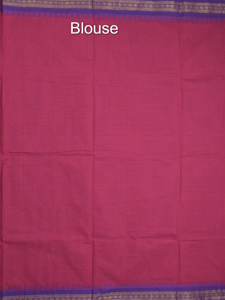 Kanchi cotton saree with zari border and attached self blouse