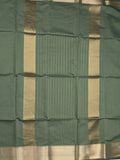 Maheshwari fancy saree leaf green color allover plain and temple border with stripes pallu and attached blouse