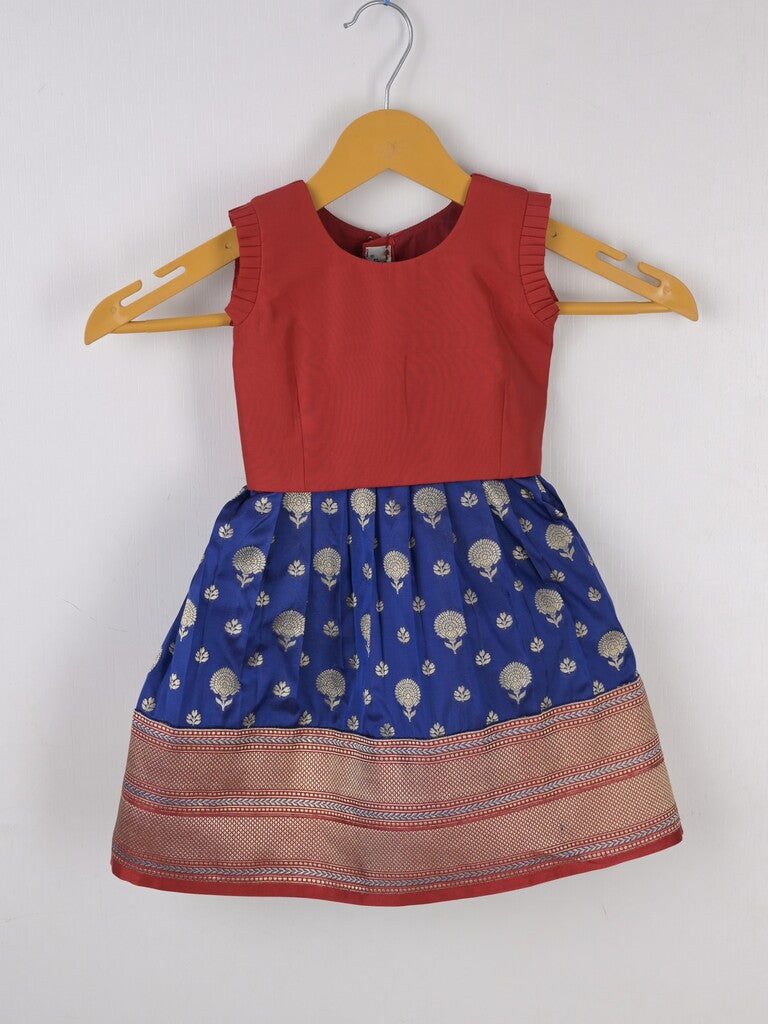 Traditional kanchi pattu silk lehenga set for kids 0-1 year