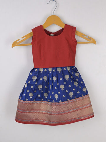 Traditional kanchi pattu silk lehenga set for kids 0-1 year