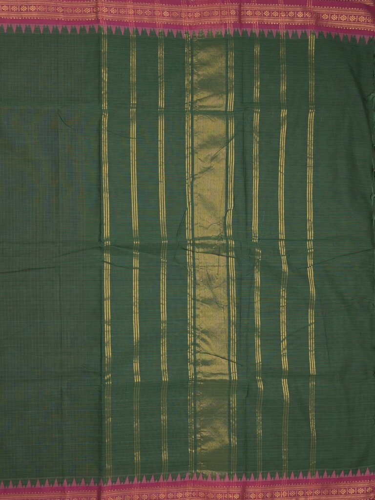 Kanchi cotton saree with zari border and attached self blouse