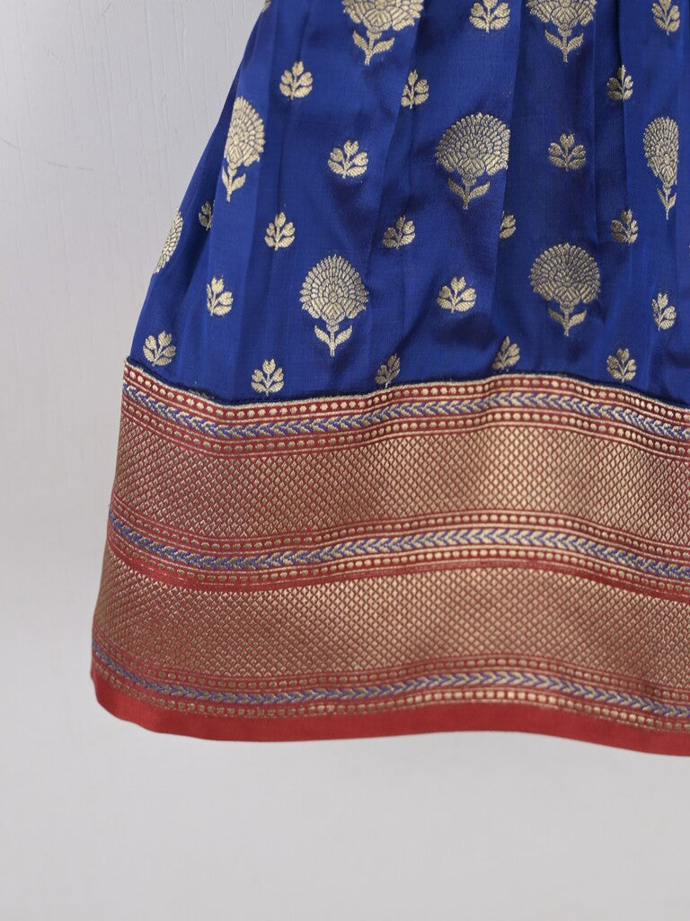 Traditional kanchi pattu silk lehenga set for kids 0-1 year