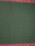 Kanchi cotton saree with zari border and attached self blouse