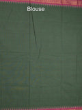 Kanchi cotton saree with zari border and attached self blouse