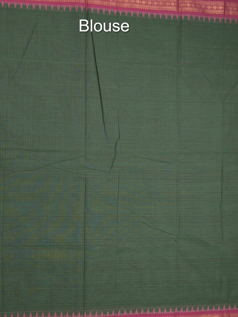 Kanchi cotton saree with zari border and attached self blouse