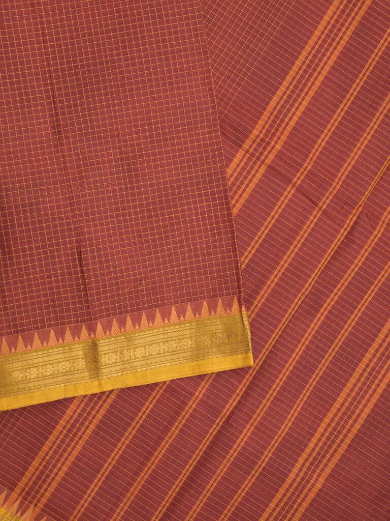 Kanchi cotton saree with zari border and attached self blouse