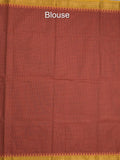 Kanchi cotton saree with zari border and attached self blouse