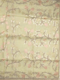 Chanderi fancy saree pastel green color allover weaves & weaving pallu and attached plain blouse