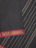 Kanchi cotton saree with zari border and attached self blouse