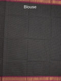Kanchi cotton saree with zari border and attached self blouse