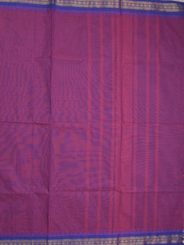 Kanchi cotton saree with zari border and attached self blouse