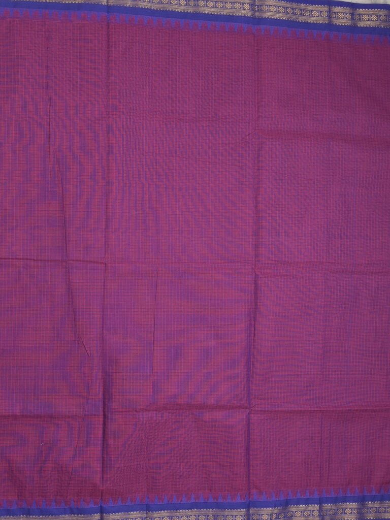Kanchi cotton saree with zari border and attached self blouse