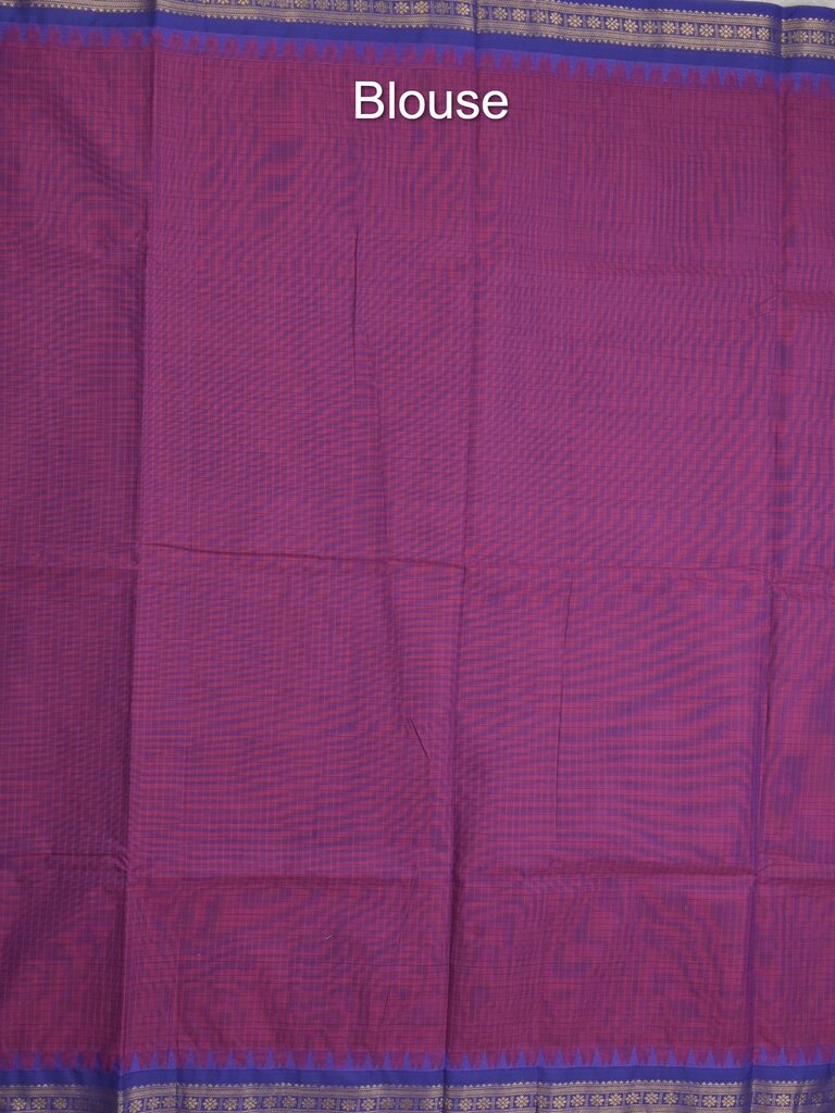 Kanchi cotton saree with zari border and attached self blouse