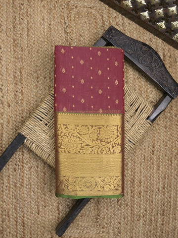 Seiko Raga zari-woven saree in red color with zari border and rich pallu & contrast blouse