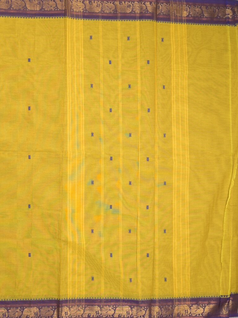 Kanchi cotton saree allover motifs and zari border with attached self-blouse