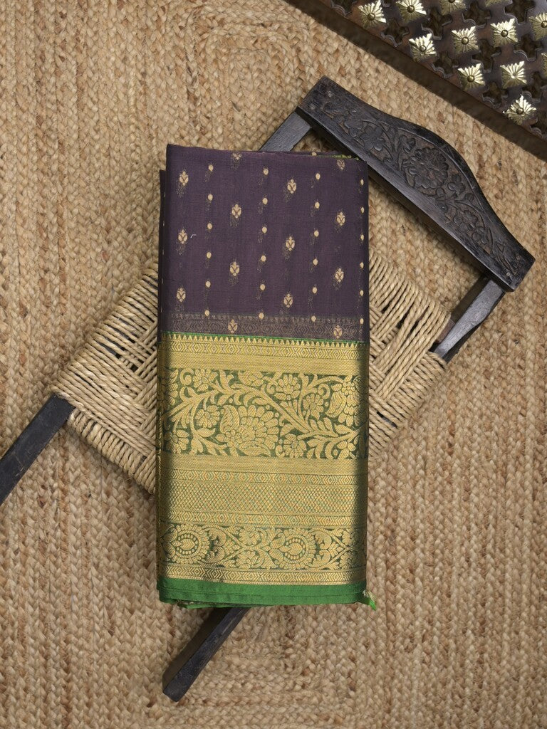 Seiko Raga zari-woven saree in purple color with zari border and rich pallu & contrast blouse