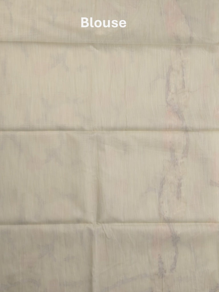 Chanderi fancy saree light grey color allover weaves & weaving pallu and attached plain blouse