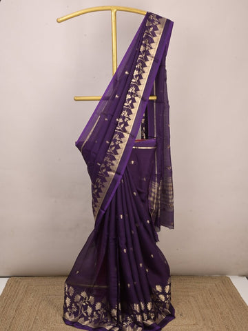 Kota fancy saree forr women | violet blue | zari border | contrast blouse | party wear