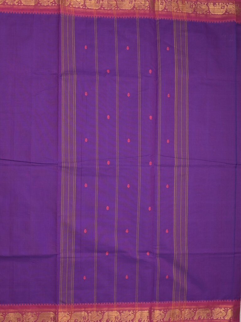 Kanchi cotton saree allover motifs and zari border with attached self-blouse