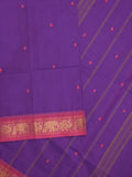 Kanchi cotton saree allover motifs and zari border with attached self-blouse