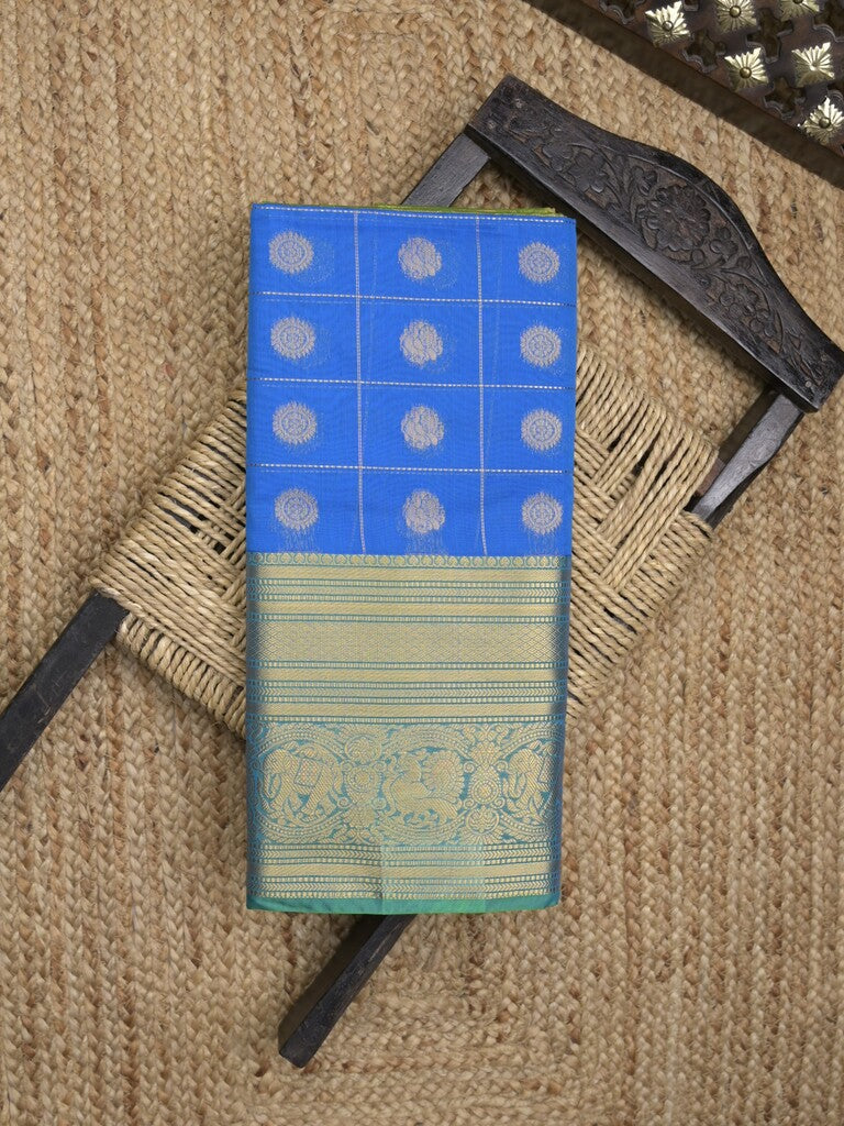 Seiko Raga zari-woven saree in sky blue color with zari border and rich pallu & contrast blouse