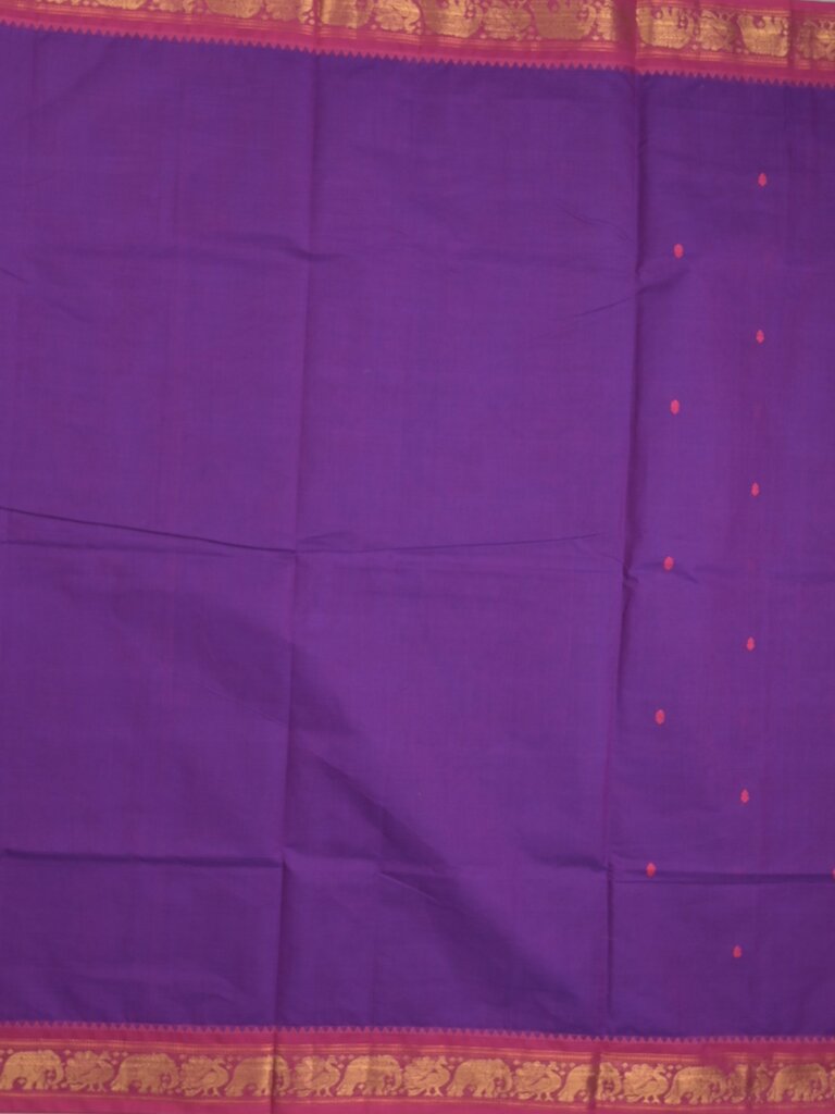 Kanchi cotton saree allover motifs and zari border with attached self-blouse