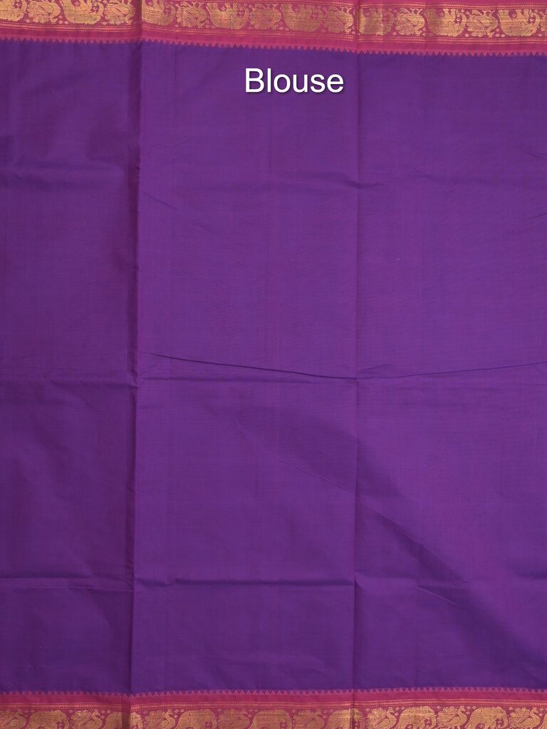 Kanchi cotton saree allover motifs and zari border with attached self-blouse
