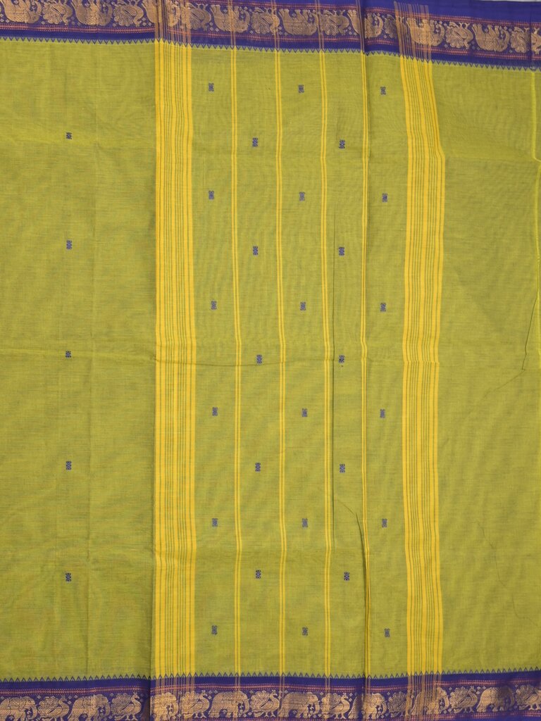 Kanchi cotton saree allover motifs and zari border with attached self-blouse