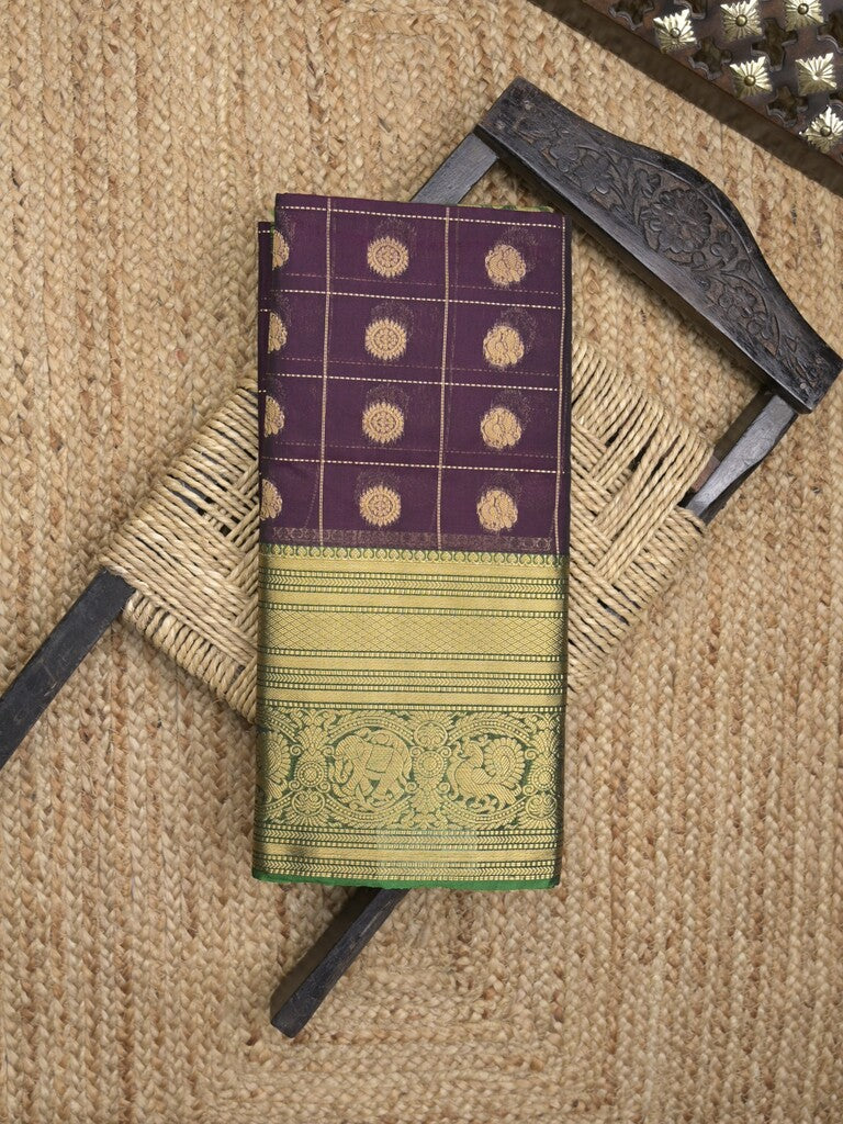 Seiko Raga zari-woven saree in dark blue color with zari border and rich pallu & contrast blouse