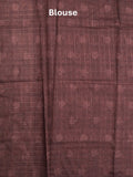 Tussar fancy saree light brown color allover prints & small kaddi border with short printed pallu and attached blouse