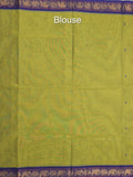 Kanchi cotton saree allover motifs and zari border with attached self-blouse