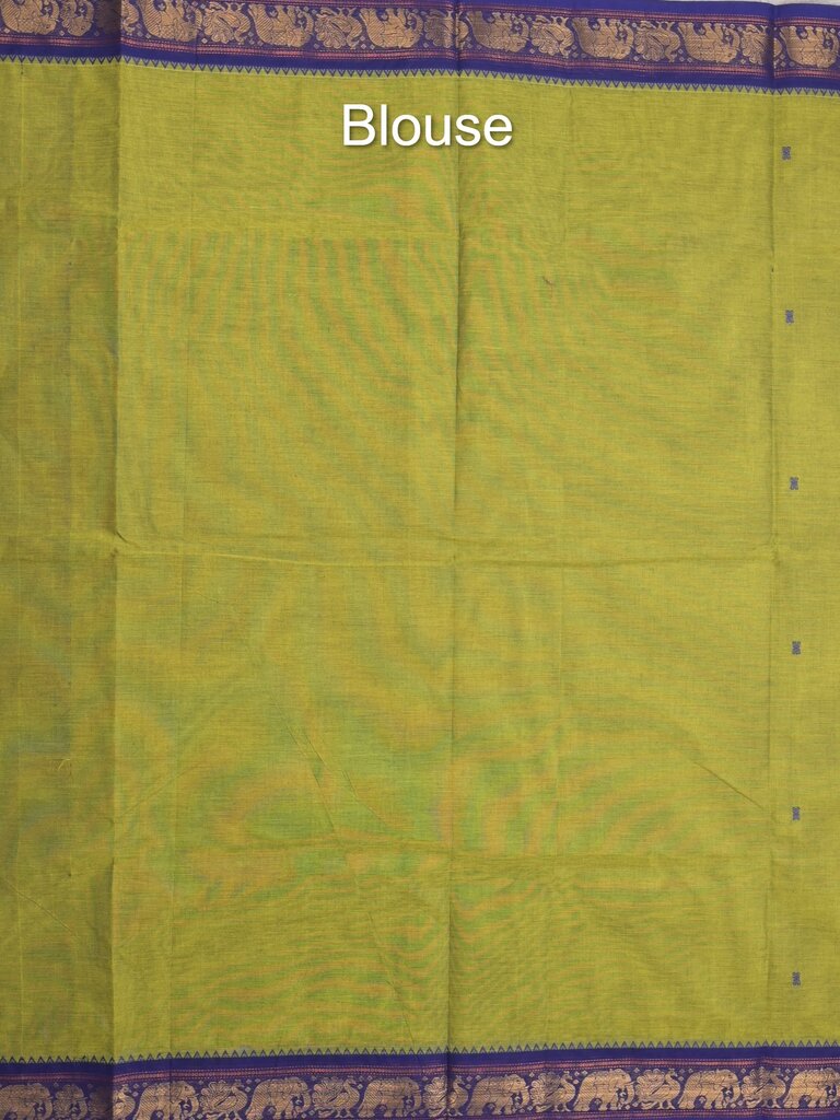 Kanchi cotton saree allover motifs and zari border with attached self-blouse