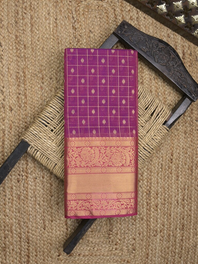 Seiko Raga zari-woven saree in purple color with zari border and rich pallu & contrast blouse
