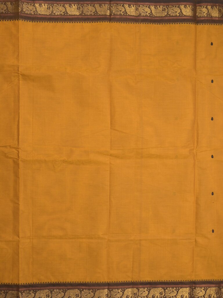 Kanchi cotton saree allover motifs and zari border with attached self-blouse