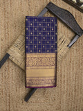 Seiko Raga zari-woven saree in navy blue color with zari border and rich pallu & contrast blouse