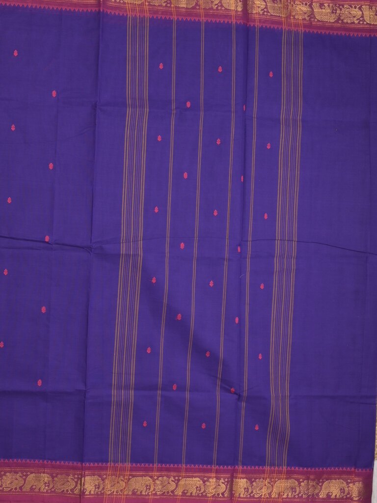 Kanchi cotton saree allover motifs and zari border with attached self-blouse