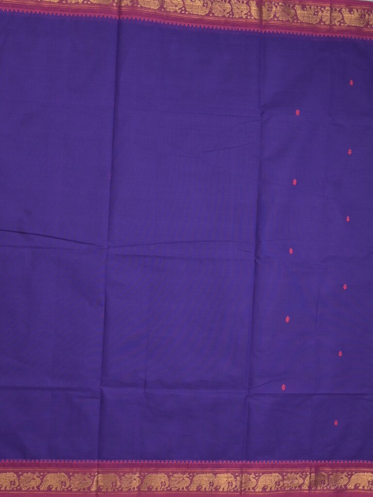 Kanchi cotton saree allover motifs and zari border with attached self-blouse