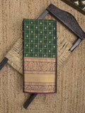 Seiko Raga zari-woven saree in bottle green color with zari border and rich pallu & contrast blouse