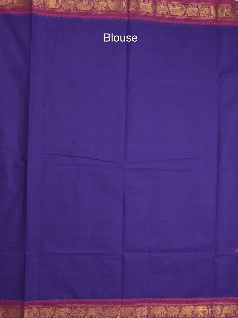 Kanchi cotton saree allover motifs and zari border with attached self-blouse