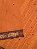 Kanchi cotton saree allover motifs and zari border with attached self-blouse