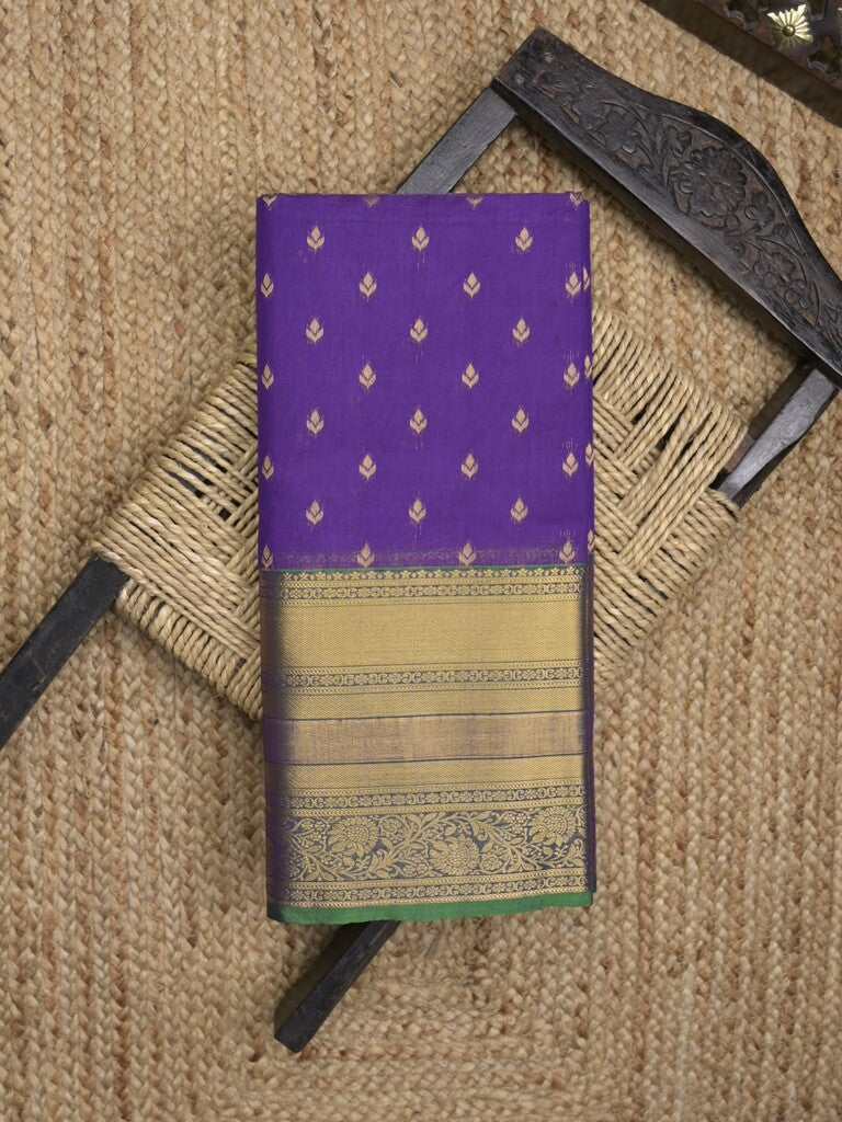 Seiko Raga zari-woven saree in royal blue color with zari border and rich pallu & contrast blouse