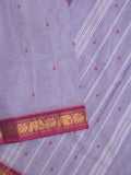 Kanchi cotton saree allover motifs and zari border with attached self-blouse